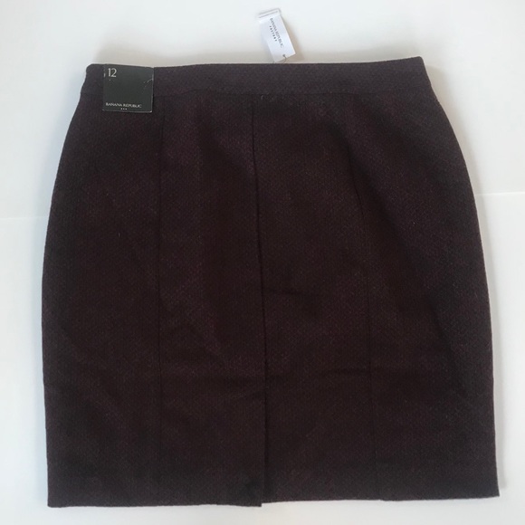 New Banana Republic Wool Blend Skirt Maroon Black - Picture 2 of 3